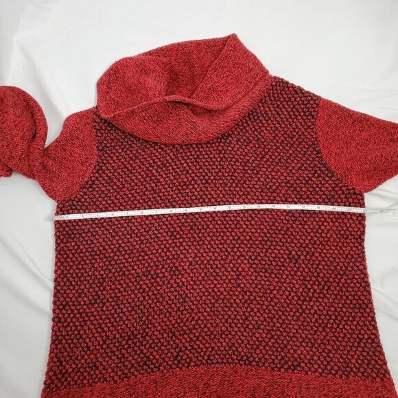 J‎ JILL red textured cowl neck turtleneck long tunic sweater M - Picture 10 of 11